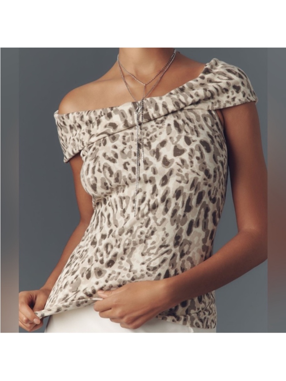 Pilcro Anthropologie Off-Shoulder Leopard Top